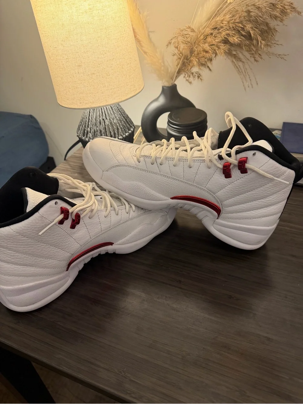 Jordan White and Red High-Top Sneakers